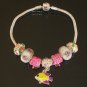 Plated Aldary Chains Colorful Glass Beads Europe Bracelet EZ2033