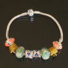 Plated Aldary Chains Colorful Glass Beads Europe Bracelet EZ2035