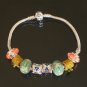 Plated Aldary Chains Colorful Glass Beads Europe Bracelet EZ2035