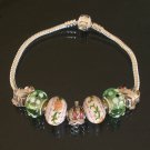 Plated Aldary Chains Colorful Glass Beads Europe Bracelet EZ2036