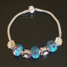 Plated Aldary Chains Colorful Glass Beads Europe Bracelet EZ2037