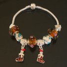 Plated Aldary Chains Colorful Glass Beads Europe Bracelet EZ2038