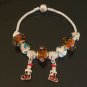 Plated Aldary Chains Colorful Glass Beads Europe Bracelet EZ2038