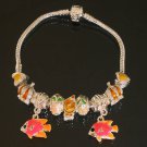 Plated Aldary Chains Colorful Glass Beads Europe Bracelet EZ2039