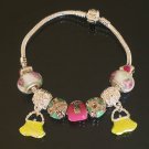 Plated Aldary Chains Colorful Glass Beads Europe Bracelet EZ2041