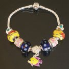 Plated Aldary Chains Colorful Glass Beads Europe Bracelet EZ2042