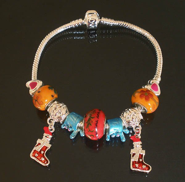 Plated Aldary Chains Colorful Glass Beads Europe Bracelet EZ2044