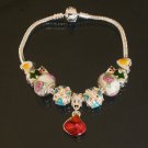 Plated Aldary Chains Colorful Glass Beads Europe Bracelet EZ2045