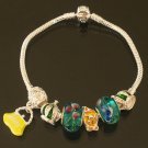 Plated Aldary Chains Colorful Glass Beads Europe Bracelet EZ2048