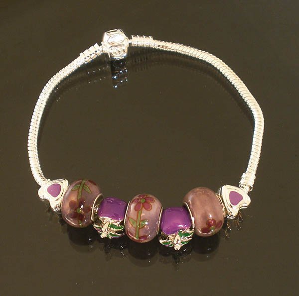 Plated Aldary Chains Colorful Glass Beads Europe Bracelet EZ2049