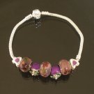 Plated Aldary Chains Colorful Glass Beads Europe Bracelet EZ2049