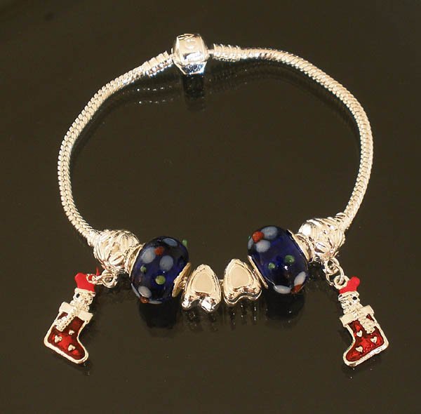 Plated Aldary Chains Colorful Glass Beads Europe Bracelet EZ2050