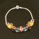 Plated Aldary Chains Colorful Glass Beads Europe Bracelet EZ2051