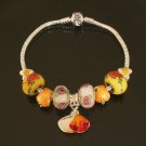 Plated Aldary Chains Colorful Glass Beads Europe Bracelet EZ2052