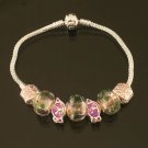 Plated Aldary Chains Colorful Glass Beads Europe Bracelet EZ2053