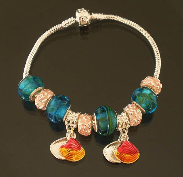 Plated Aldary Chains Colorful Glass Beads Europe Bracelet EZ2055