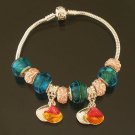Plated Aldary Chains Colorful Glass Beads Europe Bracelet EZ2055