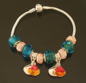 Plated Aldary Chains Colorful Glass Beads Europe Bracelet EZ2055