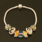 Plated Aldary Chains Colorful Glass Beads Europe Bracelet EZ2056
