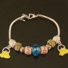 Plated Aldary Chains Colorful Glass Beads Europe Bracelet EZ2057