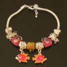 Plated Aldary Adjustable Chains Colorful Glass Beads Europe Bracelet EZ2061