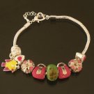 Plated Aldary Adjustable Chains Colorful Glass Beads Europe Bracelet EZ2064