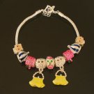 Plated Aldary Adjustable Chains Colorful Glass Beads Europe Bracelet EZ2066