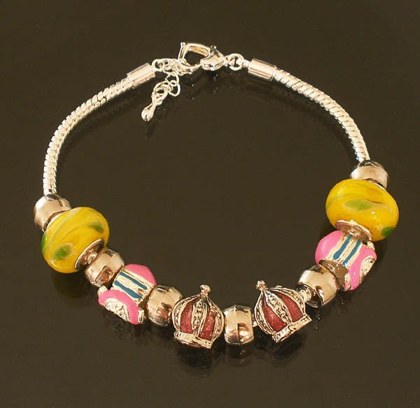Plated Aldary Adjustable Chains Colorful Glass Beads Europe Bracelet EZ2067
