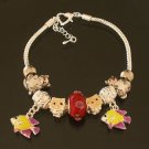 Plated Aldary Adjustable Chains Colorful Glass Beads Europe Bracelet EZ2069