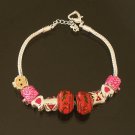 Plated Aldary Adjustable Chains Colorful Glass Beads Europe Bracelet EZ2070