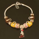 Plated Aldary Adjustable Chains Colorful Glass Beads Europe Bracelet EZ2071