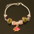 Plated Aldary Adjustable Chains Colorful Glass Beads Europe Bracelet EZ2073