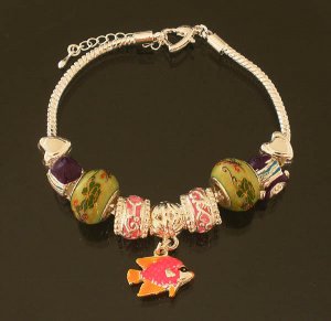Plated Aldary Adjustable Chains Colorful Glass Beads Europe Bracelet EZ2073