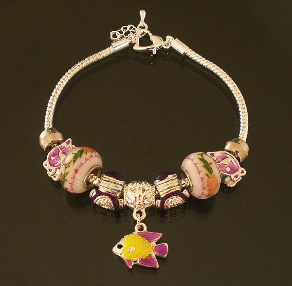 Plated Aldary Adjustable Chains Colorful Glass Beads Europe Bracelet EZ2074
