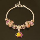 Plated Aldary Adjustable Chains Colorful Glass Beads Europe Bracelet EZ2074