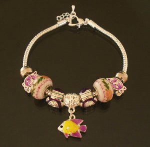Plated Aldary Adjustable Chains Colorful Glass Beads Europe Bracelet EZ2074