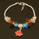 Plated Aldary Adjustable Chains Colorful Glass Beads Europe Bracelet EZ2075