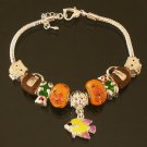 Plated Aldary Adjustable Chains Colorful Glass Beads Europe Bracelet EZ2076