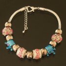 Plated Aldary Adjustable Chains Colorful Glass Beads Europe Bracelet EZ2077