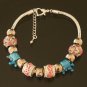 Plated Aldary Adjustable Chains Colorful Glass Beads Europe Bracelet EZ2077