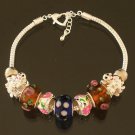 Plated Aldary Adjustable Chains Colorful Glass Beads Europe Bracelet EZ2078