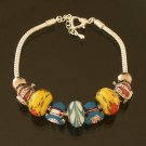 Plated Aldary Adjustable Chains Colorful Glass Beads Europe Bracelet EZ2080