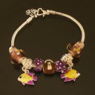 Plated Aldary Adjustable Chains Colorful Glass Beads Europe Bracelet EZ2081