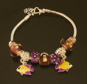Plated Aldary Adjustable Chains Colorful Glass Beads Europe Bracelet EZ2081