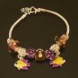 Plated Aldary Adjustable Chains Colorful Glass Beads Europe Bracelet EZ2081