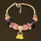 Plated Aldary Adjustable Chains Colorful Glass Beads Europe Bracelet EZ2082