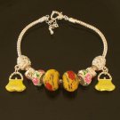 Plated Aldary Adjustable Chains Colorful Glass Beads Europe Bracelet EZ2083