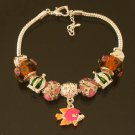 Plated Aldary Adjustable Chains Colorful Glass Beads Europe Bracelet EZ2084
