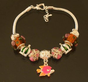 Plated Aldary Adjustable Chains Colorful Glass Beads Europe Bracelet EZ2084