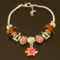 Plated Aldary Adjustable Chains Colorful Glass Beads Europe Bracelet EZ2084